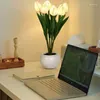 Table Lamps LED Tulip Night Light Simulation Bouquet Imitation Bedroom Bedside Dormitory Decoration Atmosphere Ins Girl