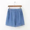 Shorts Shorts Plus Size XL -4xl Licht Denim Elastische staartbloemen Boron Summer Sports Clothing