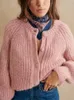 Frauen Strick Alpaka Mischung Einfarbig Pullover Rundhals 2023 Frühen Herbst Langarm Weibliche Einreiher Strickjacke