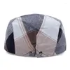 Bérets Vintage béret casquette hommes automne Sboy chapeaux pour femmes coton réglable casquettes plates Cabbie chapeau mode Plaid Boina Hombre