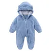 장미 Ewodos 0-12m Born Baby Kids Offsuit Fleece Rompers Long Sleeve Hooded Zipper Closure Winter Romper Close for Boys Girls 231101