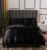 豪華な寝具セットキングサイズブラックサテンシルク掛け布団ベッドホームテキスタイルクイーンサイズ布団カバーcy2005199172532
