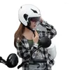 Casques de moto Casque Dames Quatre Saisons Général Demi Double Miroir Hiver Chaud Batterie Voiture Homme Chapeau