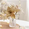 Christmas Decorations Christmas Decorations Flower Gold Imitation Tree Decorative 20Cm Sequin Flannelette Simation Silk Drop Delivery Dhqnj