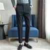 Men's Suits Dress Pants For Men Clothing Autumn Winter Thick Warm Stretchable Waist Formal Trousers High Quality Slim Fit Suit