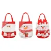 Décorations de Noël Jouets Bas Sacs cadeaux Emballage Tissu du Père Noël Décoré Chaîne de lin Cadeaux lavables pour jouet présent