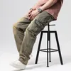 Men's Jeans Men's Straight Denim Cargo Pants Biker Men Baggy Loose Blue With Side Pocket Hip Hop Skate