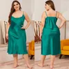 Women's Sleepwear Plus Size Chemise Nightdress Sexy Women Spaghetti Strap Nightgown Summer Satin Solid Home Wear Loose Intimate Lingerie