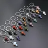 Keychains Lanyards Mini Mushroom Statue Key Rings Chains Natural Stone Carved Charms Healing Crystal Keyrings for Women Men 231101