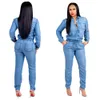 Combinaisons pour femmes Barboteuses Mode Femmes Denim Combinaison À Manches Longues Barboteuses Décontractées Femme Streetwear Salopette Poches Combishort Body Femmes Slim Combinaison 230331