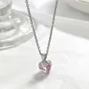 Gioielli all'ingrosso con collana a catena da tennis con zirconi cubici a forma di cuore di diamanti rosa di alta qualità