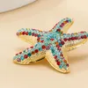 Stud Earrings Summer Trend Metal Multicolor Rhinestone Starfish Dangle Beach Party Creative Jewelry Women's Charm Accessories Gift