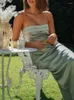 Casual jurken Satin strapless slanke maxi jurk zomer elegante backless holle out buis top 2023 dames mode feest sexy clubgewaad