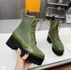 Botas de moto con plataforma de moda para mujer Botas Martin con cordones y punta redonda