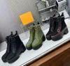 Botas de moto con plataforma de moda para mujer Botas Martin con cordones y punta redonda