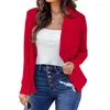 Costumes pour femmes, Blazer décontracté, couleur unie, manches longues, sans boutons, Cardigan ample, tempérament élégant, vêtements d'affaires à revers