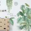 Wall Stickers Green Leaves For Bedroom Living Room Decorative Vinyl Decal Tropical Plants DIY Kid Door Murals Wallpaper 231101