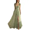 Великолепные зеленые платья для выпускного вечера 3D цветочные ремешки костяные лифы вечеринки вечерние платья для прорези для особых случаев