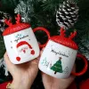 Tasse de noël mignonne fille dessin animé, tasse à thé en céramique, cadeaux de noël, tasses de Couple avec couvercle, cuillère 1102