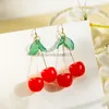 Boucles d'oreilles en forme de cerise pour femmes, bijoux Vintage de tempérament créatif, ornements de bijoux