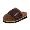 Indoor Woolen Slipper Damen Plateaupantoffeln Closed Toe Herbst und Winter Halbpantoffeln Baumwollpantoffeln Damen