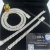 Hip Hop S925 Prata Homens 10mm Moissanite Diamante Cuban Link Chain Gargantilha Colar