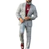 Costumes classiques pour hommes, smoking de mariage à carreaux, coupe cintrée, Business formel, 2 pièces, Blazer de bal pour hommes