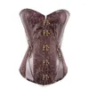 Bustini Corsetti Donne sexy Corsetto overbust Bustino marrone Top Colla Bone Vita Trainer Steampunk Lingerie gotica Body Shaper Dimagrante