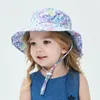 Chapeaux Casquettes Enfants Seau Chapeau Avec Mentonnière Printemps Été Plage Soleil Protection Ronde Top Bébé Cadeau À Large Bord Beau Pêcheur Solide En Plein Air