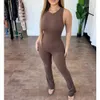 Barboteuse confortable sans manches pour femmes, combinaison Slim, taille haute, fermeture éclair, Slim