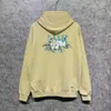 علامة أزياء أوروبية وأمريكية Ami Bone Letter Peony Multi-Color Long-Hoodie Street Street Loose Hoodie Pure Cotton Hoodie Men and Women.