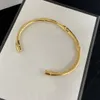 Delikat guld bambu manschett armband mäns och kvinnors samma märkesdesigner par armband älskare gåva smycken hög kvalitet med låda