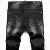 Jeans da uomo D2 Jeans da uomo alla moda Fori di personalità da uomo Pantaloni moda raschiati Pantaloni elastici con schizzi di vernice nera