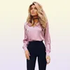 Autumn Fashion Women Shirts Casual Sexy Deep V-hals Satin Blus långärmad knapp is lady tops7499993