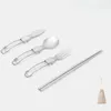 Dinnerware Sets Set Stainless Steel Cutlery Complete Tableware Chopsticks Table Forks Camping Fork Spoon Dinner Spoons Kitchen