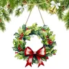 Decorative Flowers Christmas Front Door Sign Wooden Flated Bowtie Welcome Wreath