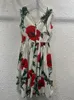 Casual jurken Red Roosarosee Pure katoen sexy backless mouwloze bloemenprint midi witte jurk 2023 lente zomer vrouwen vestidos gewaad