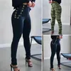 Pantalons pour femmes Ceinture élastique Côté Lace Up Hip Lift Femmes Leggings Taille haute Camouflage Imprimer Crayon droit Lady Vêtements Pantalones