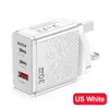 30W USB-C Charger 3 Port PD USB Type C Snabbladdning QC3.0 Power Adapter Väggladdare US EU UK Pluggar för iPhone 15 Samsung Utral LG Home Smart Phone