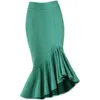 Skirts Fashion Long Mid-calf Skirt Women Plus Size S-4XL Mermaid Style Ladies High Waist Ruffles Winter Suede Skirts 231101