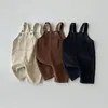 Pantalon coréen printemps-automne 2023 pour tout-petits garçons, en coton velours côtelé, bretelles à boutons solides, Vintage pour nourrissons