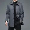 Мужские шерстяные высококачественные мужские зимние куртки и пальто Деловые повседневные шерстяные длинные пальто Мужские отложным воротником 231102