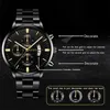 Montres-bracelets Mode Hommes Noir En Acier Inoxydable Montre De Luxe Calendrier Quartz Poignet Hommes Montres D'affaires pour Homme Horloge Relogio Masculino 231101