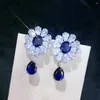 Orecchini pendenti in argento sterling 925 con orecchino a goccia in zirconi cubici, gioielli da donna pregiati, colore blu verde rosso