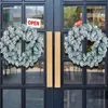 Juldekorationer Julkrans Holiday Decoration Artificial White Snowy Wreath Decor Party Supplies For Fra Door Hushållens tillbehör 231101