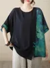 여자 T 셔츠 대형 여름 여성 큰 크기 느슨한 면화 린넨 폴카 도트 Tshirt 한국 여성 여성 캐주얼 풀오버 프린트 블랙 셔츠