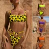 Conjunto de biquínis cúrcuma leopardo impressão biquíni micro sexy cintura alta neon verde maiô feminino push up banho feminino biquini