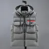 P-RAの最新のオリジナルメンズフードドベストコートファッションデザイナーメンズダウンコットンノースリーブベストジャケット秋の冬暖かい肥厚ソフトベストコートM-4XL