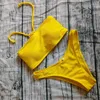 Kvinnors badkläder 2023 Solid Bikini Brazillian Swimsuit Women Ställ sexig av axel kvinnlig simning Biquini Maillot de Bain Femme