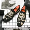 Dress Shoes Loafers for Men Flock Embroider Black Casual Slip On Breathable Handmade Mens Size 38 48 231102